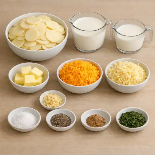 Ingredients for Traditional Creamy Scalloped Potatoes