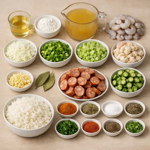 Ingredients for Traditional Creole Gumbo