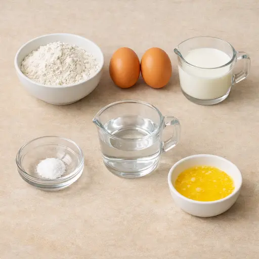 Ingredients for Traditional Crepe Batter
