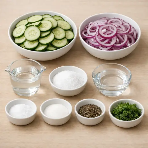 Ingredients for Traditional Cucumber and Onion Salad