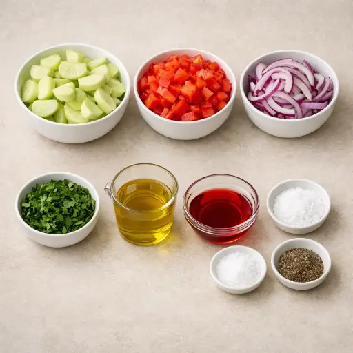 Ingredients for Traditional Cucumber and Tomato Salad