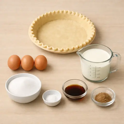 Ingredients for Traditional Custard Pie