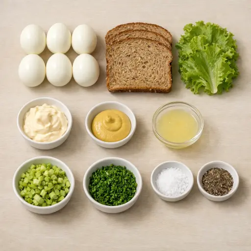 Ingredients for Traditional Egg Salad Sandwich