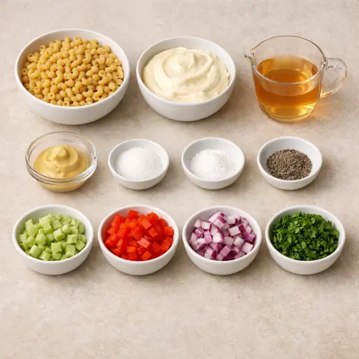 Ingredients for Traditional Elbow Macaroni Salad