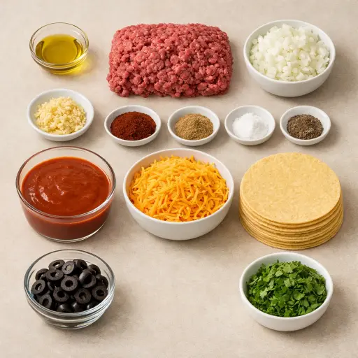 Ingredients for Traditional Enchilada Bake