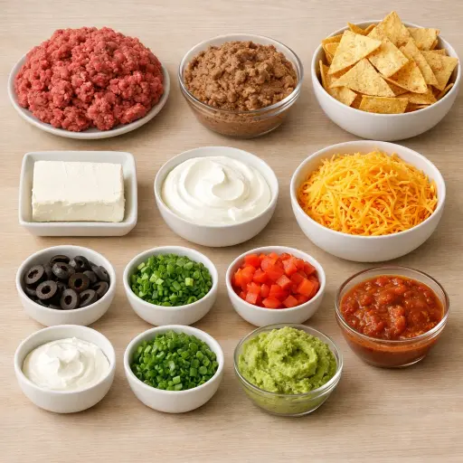 Ingredients for Traditional Fiesta Taco Dip