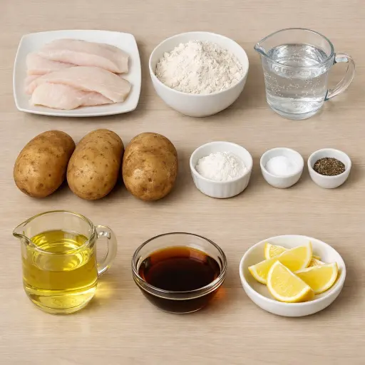 Ingredients for Traditional Fish and Chips