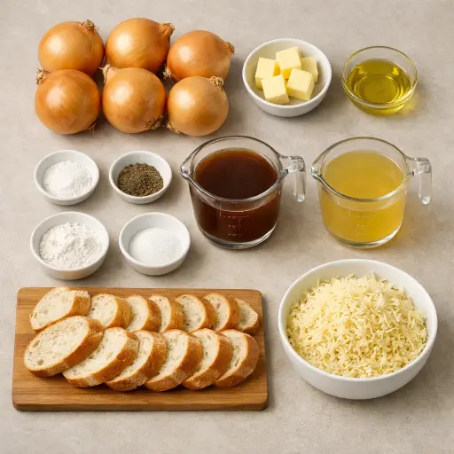Ingredients for Traditional French Onion Soup