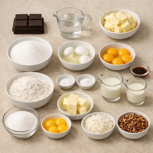 Ingredients for Traditional German Chocolate Cake