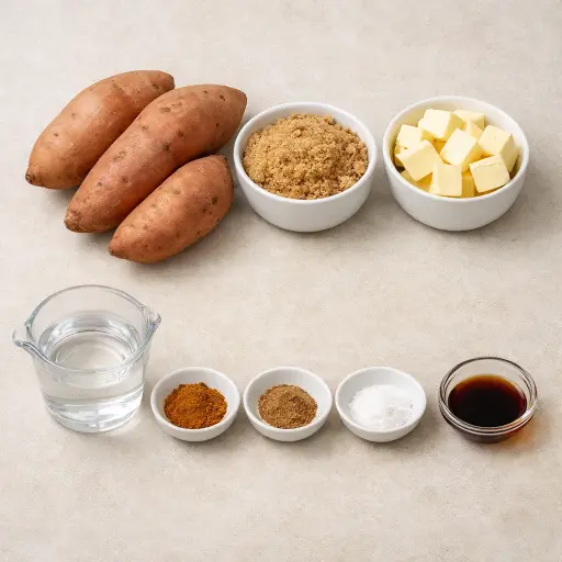 Ingredients for Traditional Glazed Sweet Potatoes