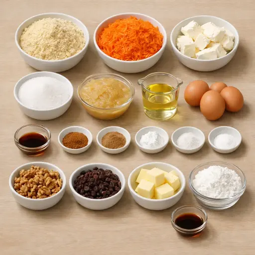 Ingredients for Traditional Gluten-Free Carrot Cake