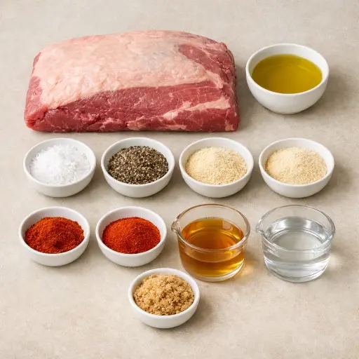 Ingredients for Traditional Grilled Beef Brisket