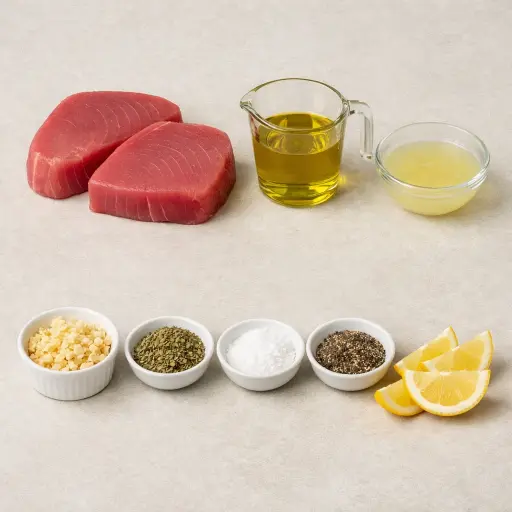 Ingredients for Traditional Grilled Tuna Steaks