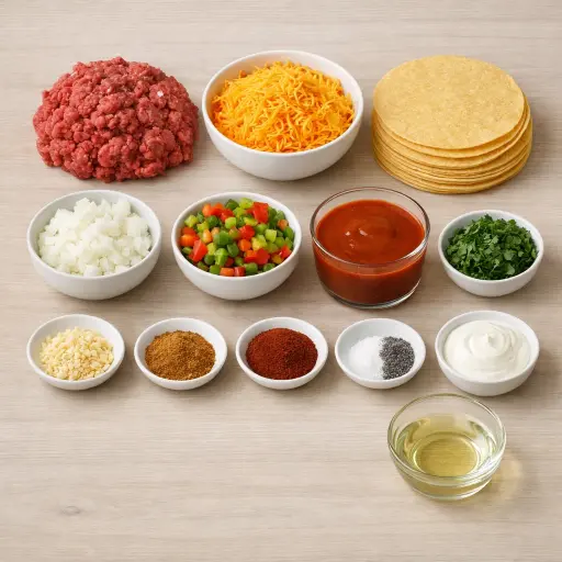 Ingredients for Traditional Ground Beef Enchiladas