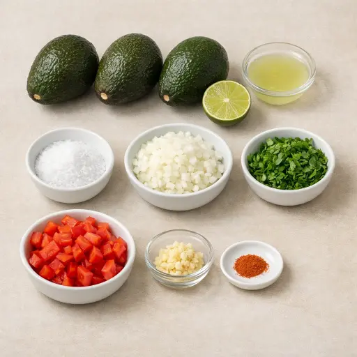 Ingredients for Traditional Guacamole Delight