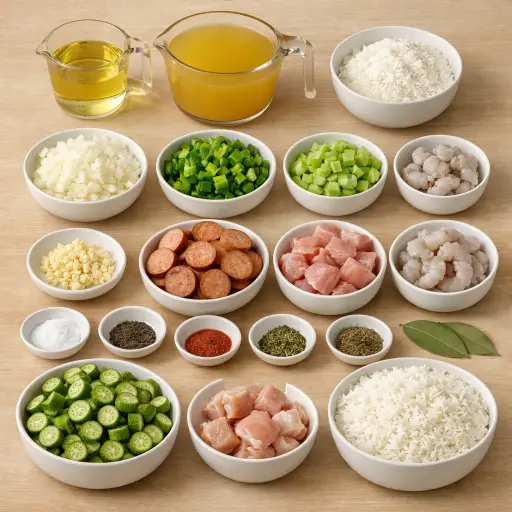 Ingredients for Traditional Gumbo