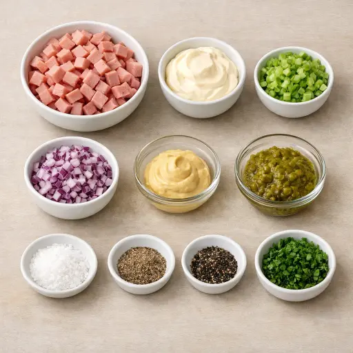 Ingredients for Traditional Ham Salad