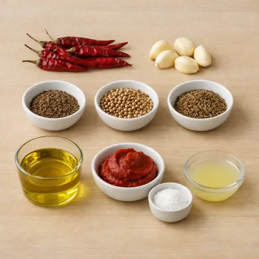 Ingredients for Traditional Harissa