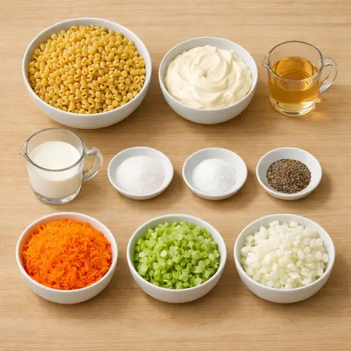 Ingredients for Traditional Hawaiian Macaroni Salad