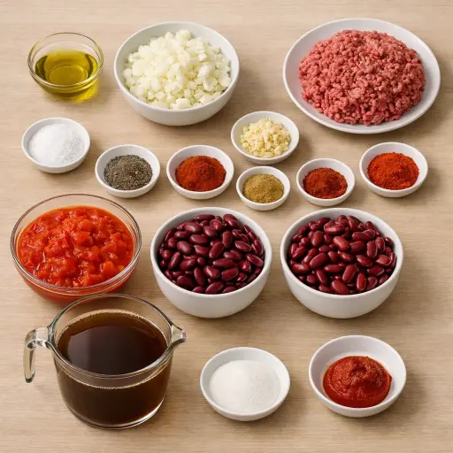 Ingredients for Traditional Hearty Chili