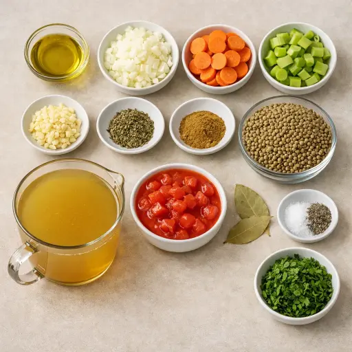 Ingredients for Traditional Hearty Lentil Soup
