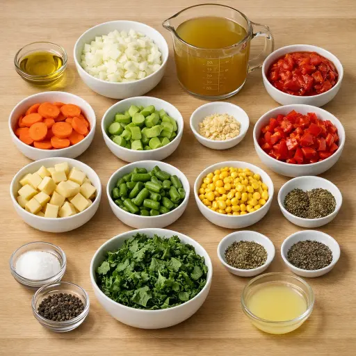 Ingredients for Traditional Hearty Vegetable Soup