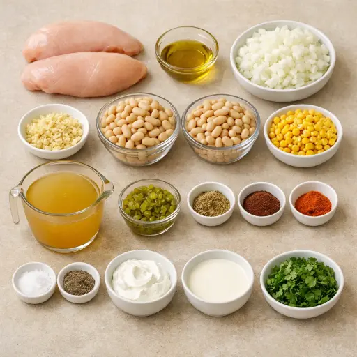 Ingredients for Traditional Hearty White Chicken Chili
