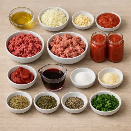 Ingredients for Traditional Heirloom Spaghetti Sauce