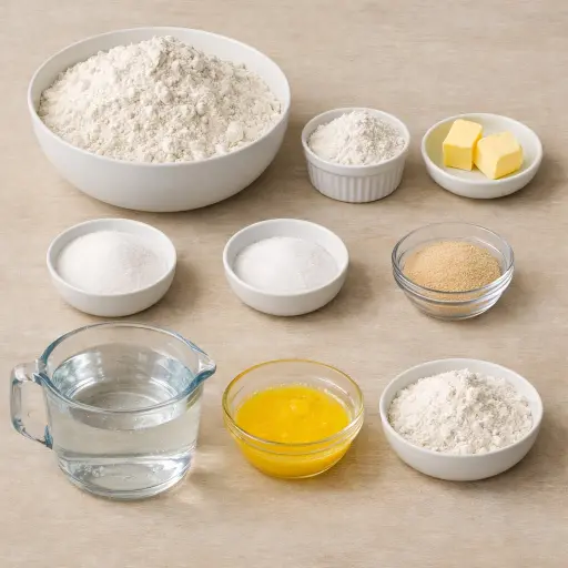 Ingredients for Traditional Home-Baked White Bread