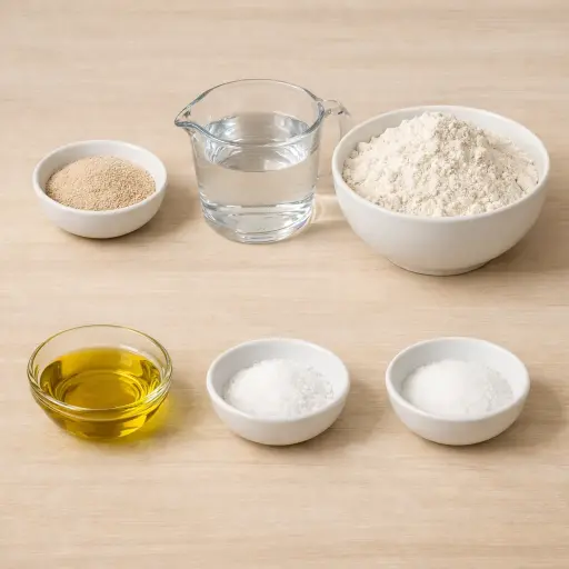 Ingredients for Traditional Homemade Pizza Dough