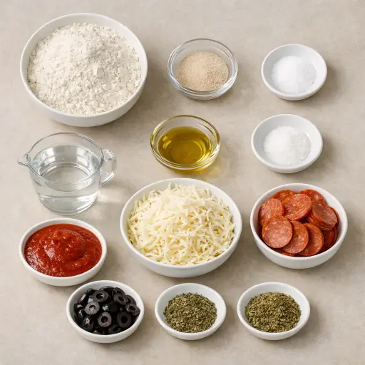 Ingredients for Traditional Homemade Pizza