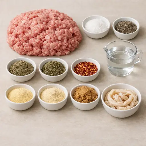 Ingredients for Traditional Homemade Sausage