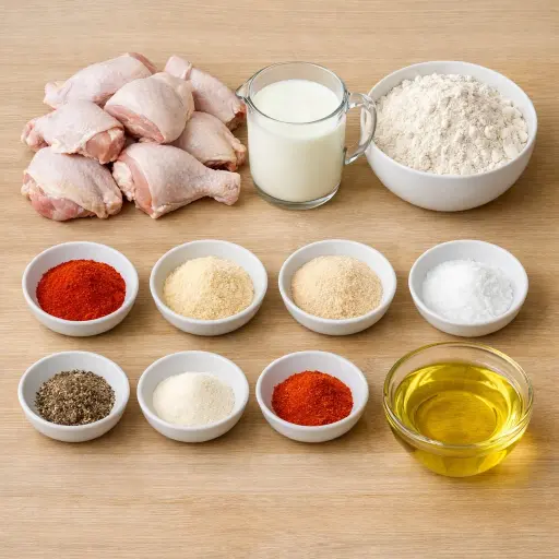 Ingredients for Traditional Homestyle Fried Chicken