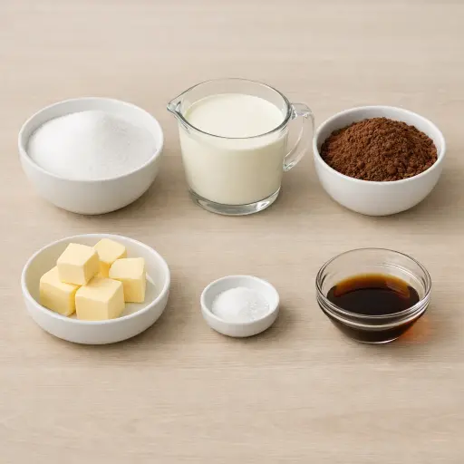 Ingredients for Traditional Hot Fudge Sauce