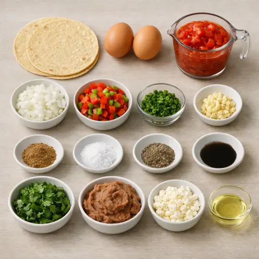 Ingredients for Traditional Huevos Rancheros