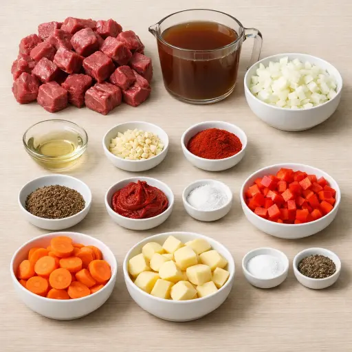 Ingredients for Traditional Hungarian Goulash Soup