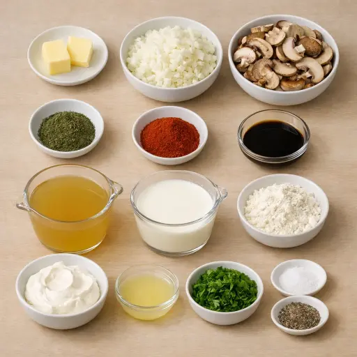Ingredients for Traditional Hungarian Mushroom Soup