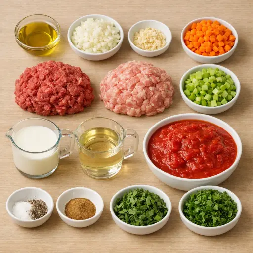 Ingredients for Traditional Italian Bolognese Sauce
