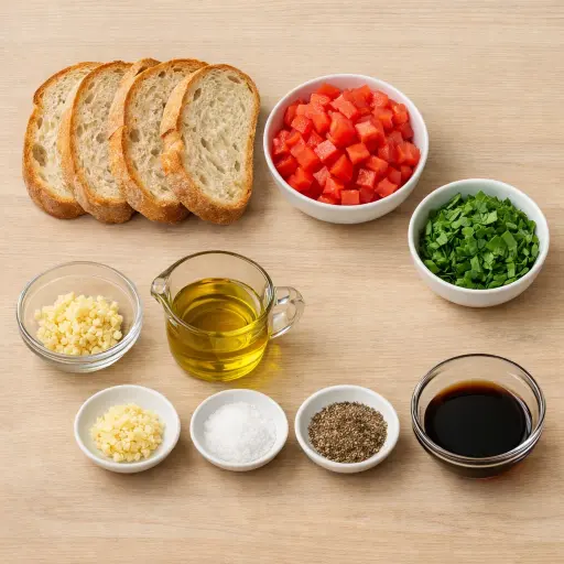 Ingredients for Traditional Italian Bruschetta
