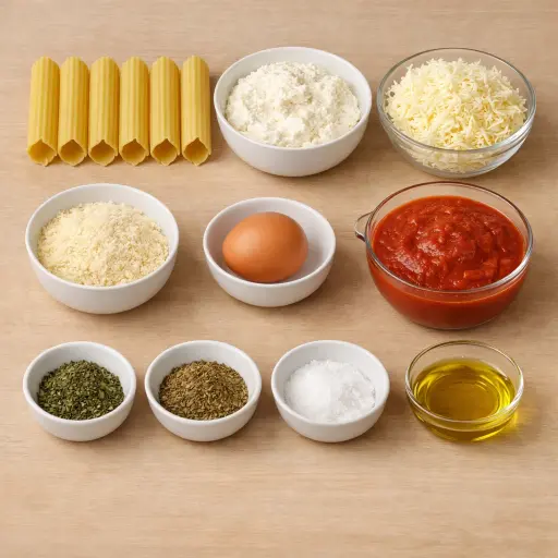 Ingredients for Traditional Italian Manicotti