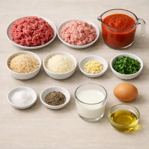 Ingredients for Traditional Italian Meatballs