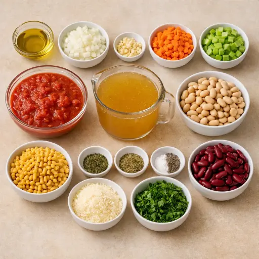Ingredients for Traditional Italian Pasta e Fagioli