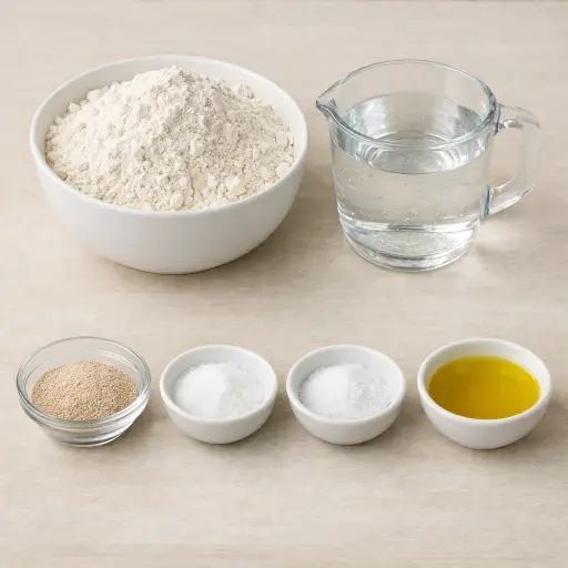 Ingredients for Traditional Italian Pizza Dough