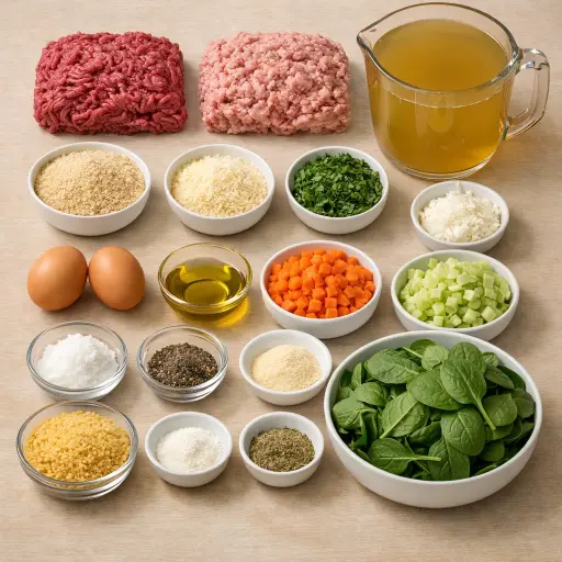 Ingredients for Traditional Italian Wedding Soup