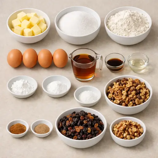 Ingredients for Traditional Jamaican Rum Cake