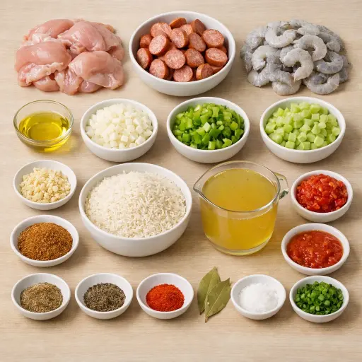 Ingredients for Traditional Jambalaya