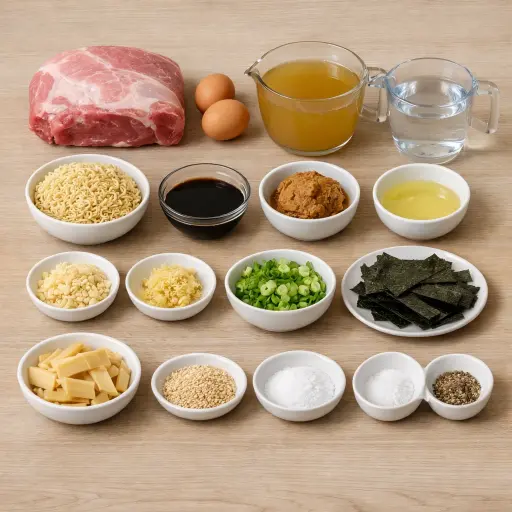 Ingredients for Traditional Japanese Ramen Soup