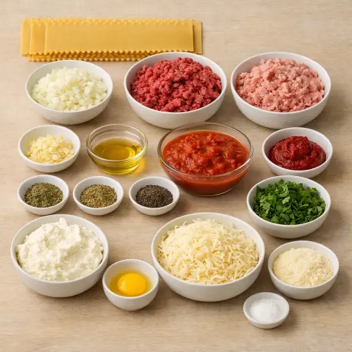 Ingredients for Traditional Lasagna