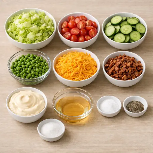 Ingredients for Traditional Layered Vegetable Salad