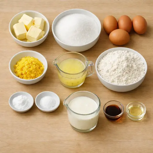 Ingredients for Traditional Lemon Pound Cake